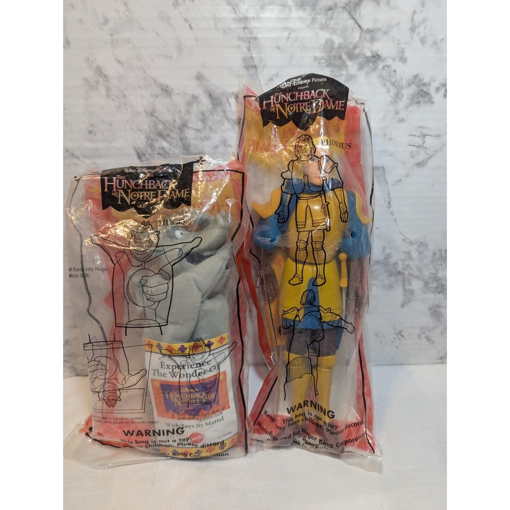 Burger King 1996 Hunchback of Notre Dame Water Squirter Hugo & Phoebus 10" Doll